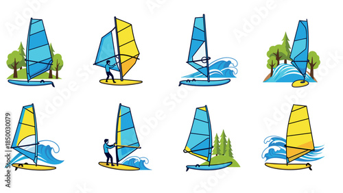 Dynamic windsurfing adventures on waves and scenic coastlines