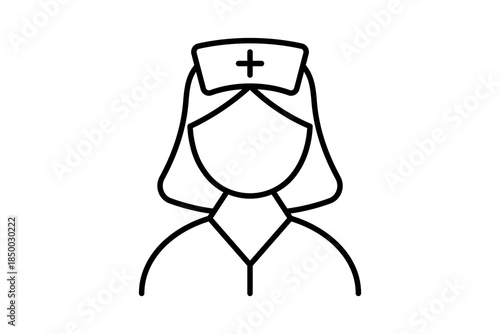 Nurse icon. Suitable for medical projects. Line icon, perfect for UI, mobile apps, websites, presentations, and infographics. Fully editable and optimized for digital and print use