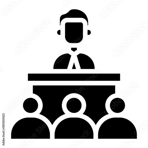 public speaking icon glyph from business collection. Thin linear expert, business, management outline solid icon vector illustration	