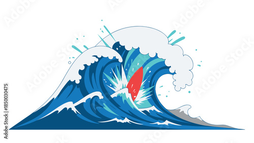 Dynamic abstract wave with bold colors and splash effects