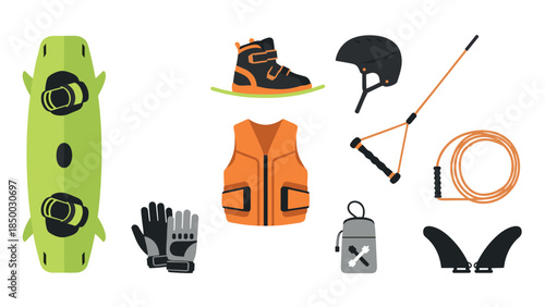 Essential gear for wakeboarding: board, helmet, shoes, life jacket, and more
