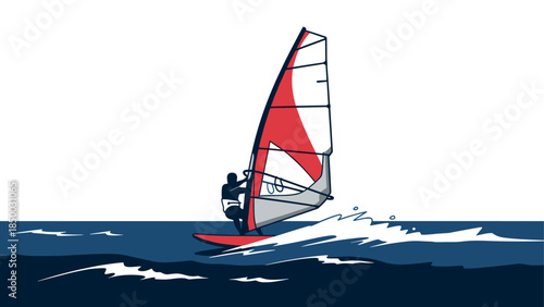 Dynamic windsurfing adventure on the open sea