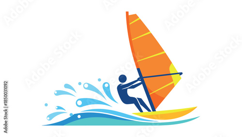 Colorful windsurfing adventure with dynamic water splash