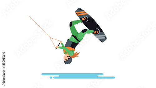 Dynamic wakeboarding adventure: flat style water sport action