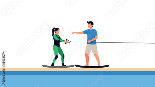 Learning wakeboarding: beginner lessons in calm waters