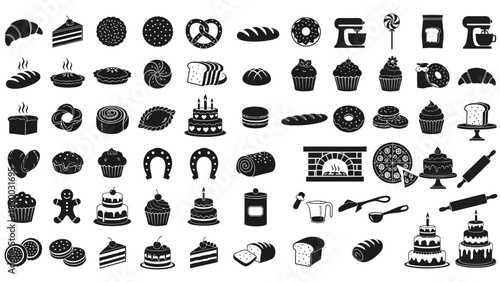 Set of baking and pastry icons, perfect for culinary websites, menus, and recipe blogs