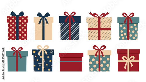 A Collection of Festive and Decorative Gift Boxes for Any Occasion, Featuring Various Patterns and Colors