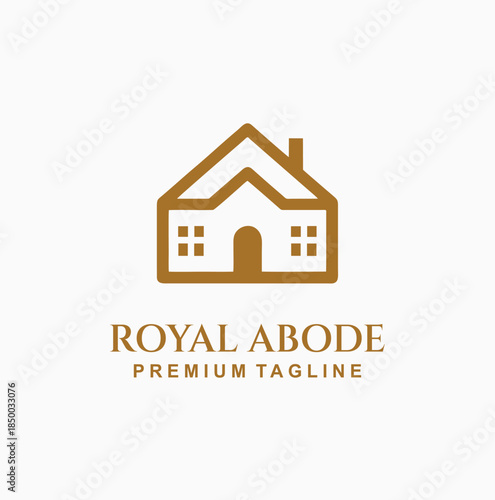 Elegant gold house icon for luxury real estate branding.
