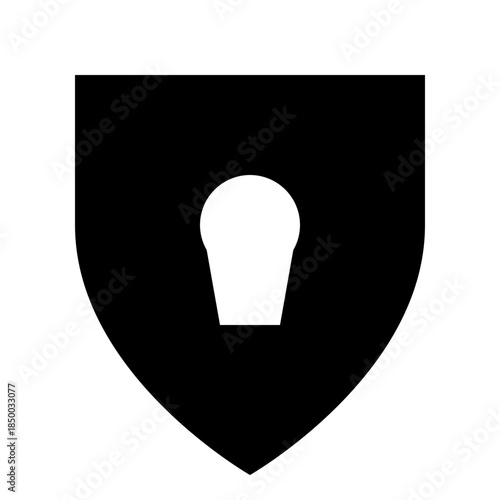 Symbol of Security: A bold, minimalist emblem of a shield featuring a keyhole, a timeless symbol of protection, privacy, and safety.
