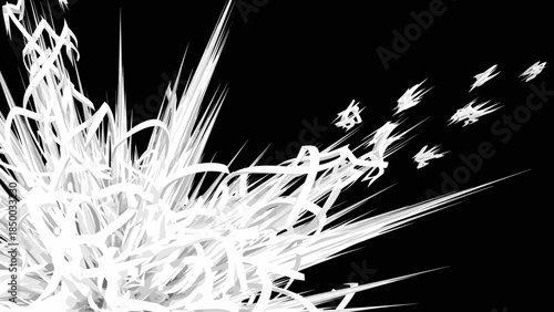 White Explosive Burst on Black Background.