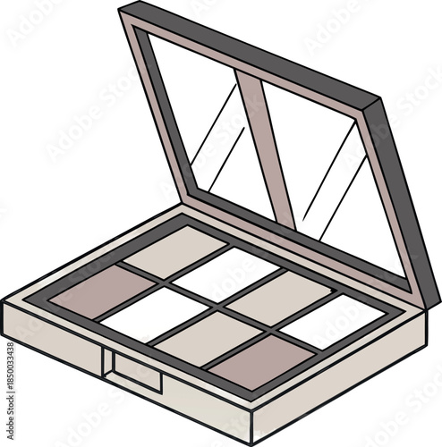 Open Six-Pan Eyeshadow Makeup Palette with Neutral Shades and Built-in Mirror