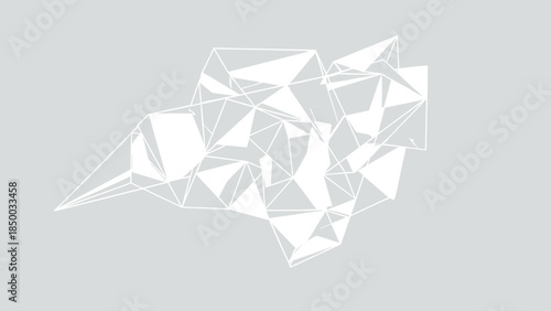 White Origami Paper Art Geometric Shape.