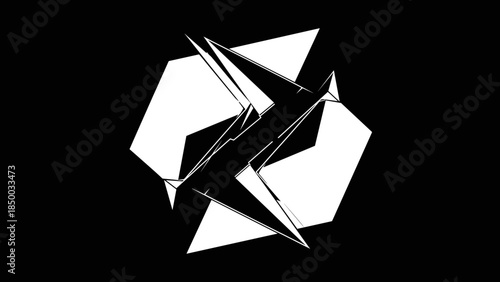 White Origami Paper Crane on Black Background.