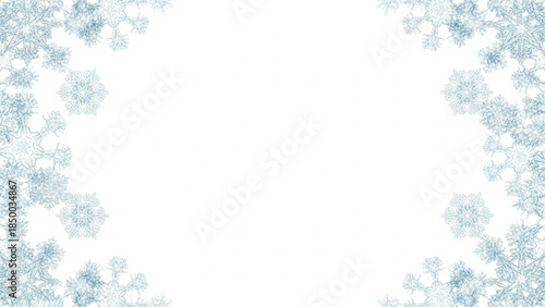 Elegant light blue snowflake border on a clean white background, creating a festive winter frame perfect for seasonal greetings, invitations, or graphic design projects