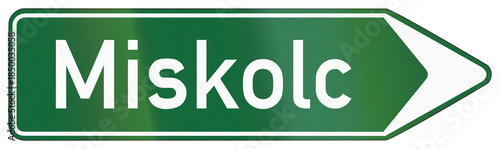 Принти на полотні Road sign used in Hungary - Direction to Miskolc