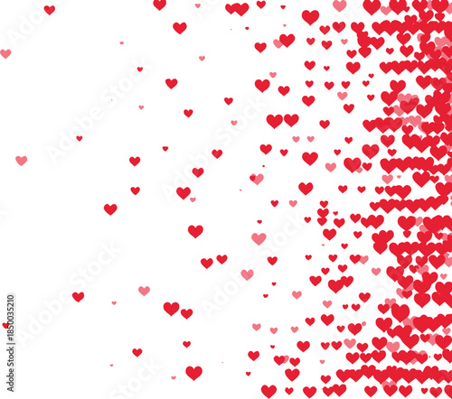Flying hearts on a white background.
