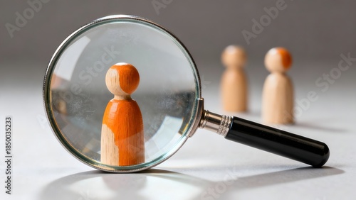 Magnifying glass highlighting a unique candidate