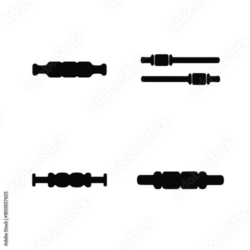 Silhouette Icons of Four Different Rolling Pins Keywords: rolling pin, baking, kitchen, utensil, dough, pastry