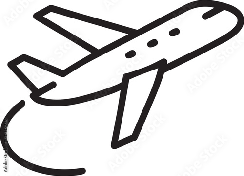 Airplane taking off, icon for travel, flight and transportation