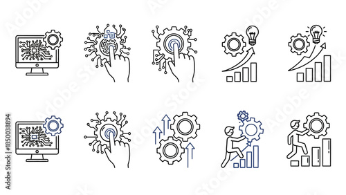 Modern Technology and Innovation Icons for Business Growth and Data Analysis