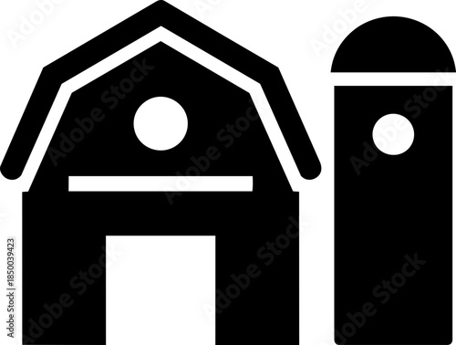 Simple farm icon for farming and rural design