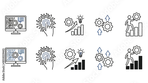 Streamlining digital processes and business growth with innovative technology icons