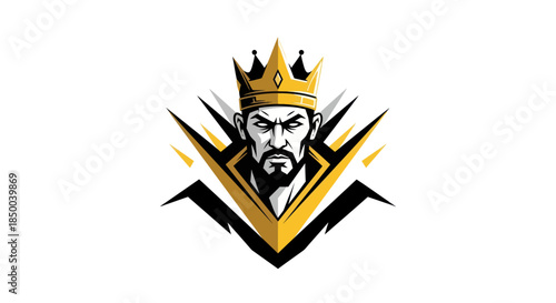 Stylized illustration of a king wearing a golden crown against a white backdrop