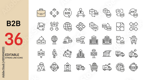 Set of Business to Business Services Icons for Professional Use