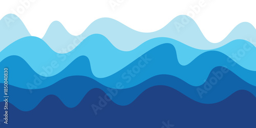 Sea waves layered vector background illustration and sea beach vector illustration.