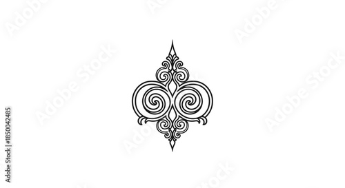 Elegant vertical scrollwork ornament with intricate spiral designs in black for sophisticated brand identity art.