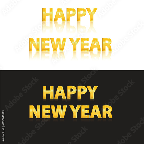 Happy New Year in gold lettering