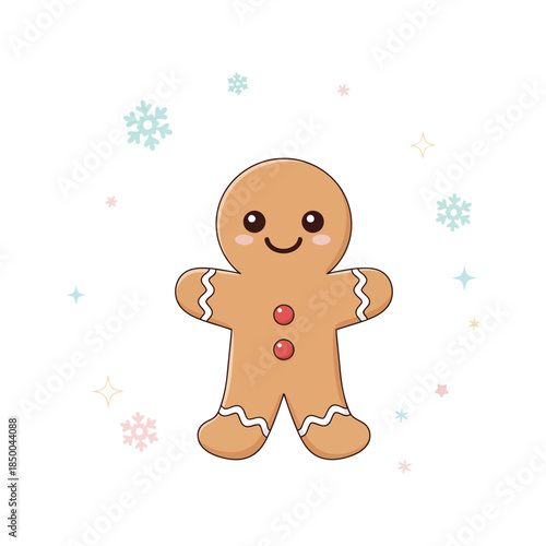 Gingerbread Man on White Background – Christmas Cookie