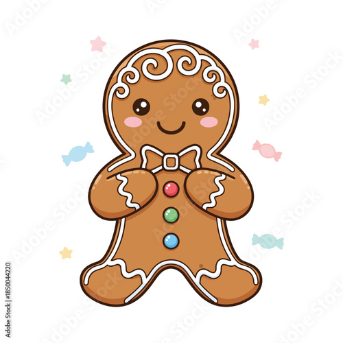 Cute Gingerbread Man Cookie – Isolated Holiday Treat