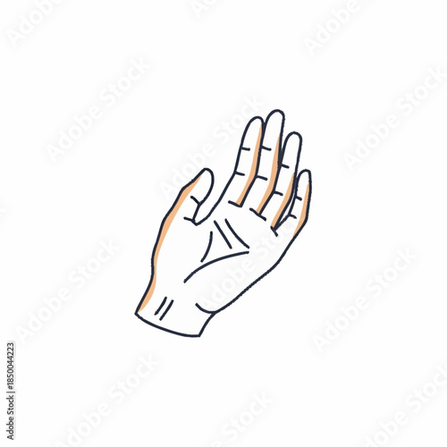 Hand drawn illustration of a human hand in a simple line art style.