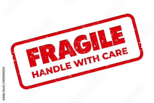 Fragile Handle with care grunge texture stamp sign or seal with care logistics and delivery shipping labels. Fragile box, keep dry umbrella, cargo warning vector signs