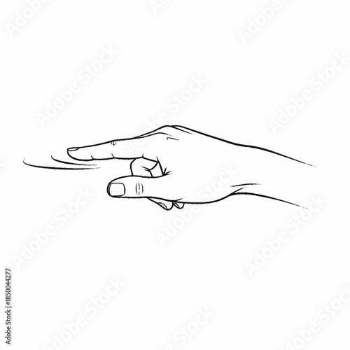 Hand gesture indicating a small amount or thinness with index finger and thumb.