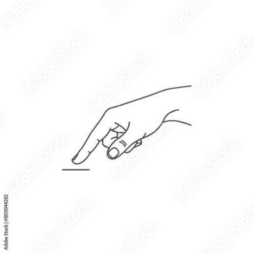 Hand pointing finger touching a line on white background.