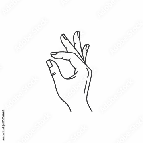 Quadro su tela Minimalist Line Art Drawing of a Delicate Hand Gesture.