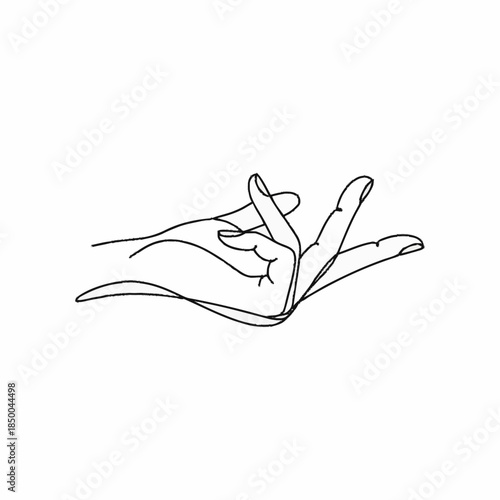 Minimalist Line Art of a Hand Performing a Yoga Mudra.