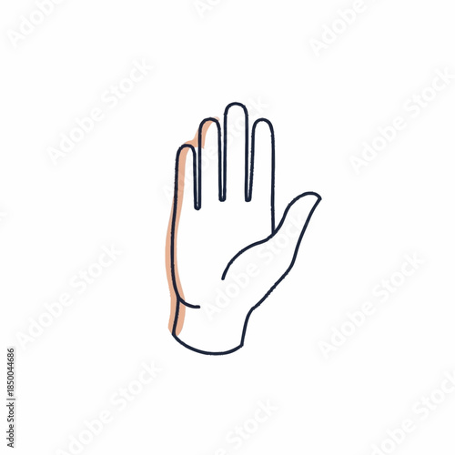 Simple line art illustration of an open human hand.