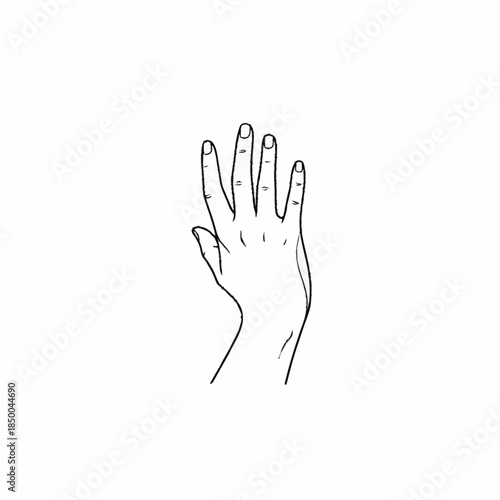 Simple line drawing of a human hand with four fingers extended upwards.