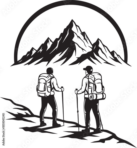 Hikers on Mountain Trail