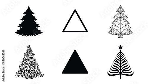 set of christmas tree icons