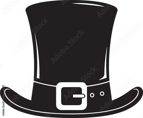 Black leprechaun hat with buckle and band