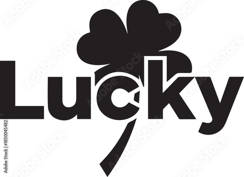 Lucky word with a four leaf clover symbol replacing the letter c