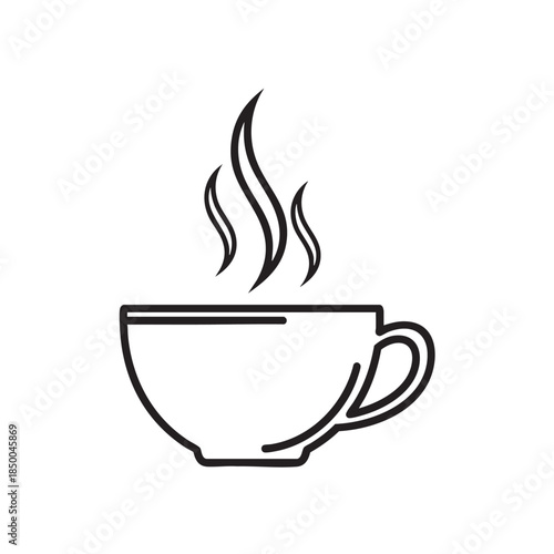 Minimalist Line Art Steaming Coffee Cup Illustration