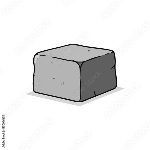 Flat vector illustration of a grey rectangular stone block with simple shaded edges.