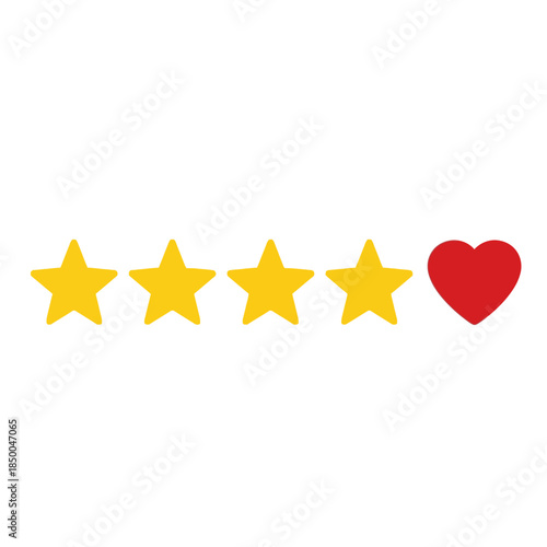 Four yellow stars and one red heart representing a positive rating or favorite selection.