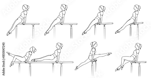 Gymnastic Parallel Bar Moves and Exercises for Strength and Flexibility