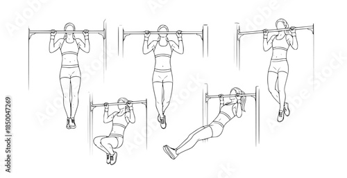 Detailed visual guide showcasing pull up exercise techniques for comprehensive fitness training and workout progression